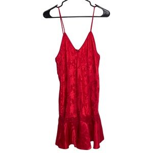 Red Floral Satin Chemise